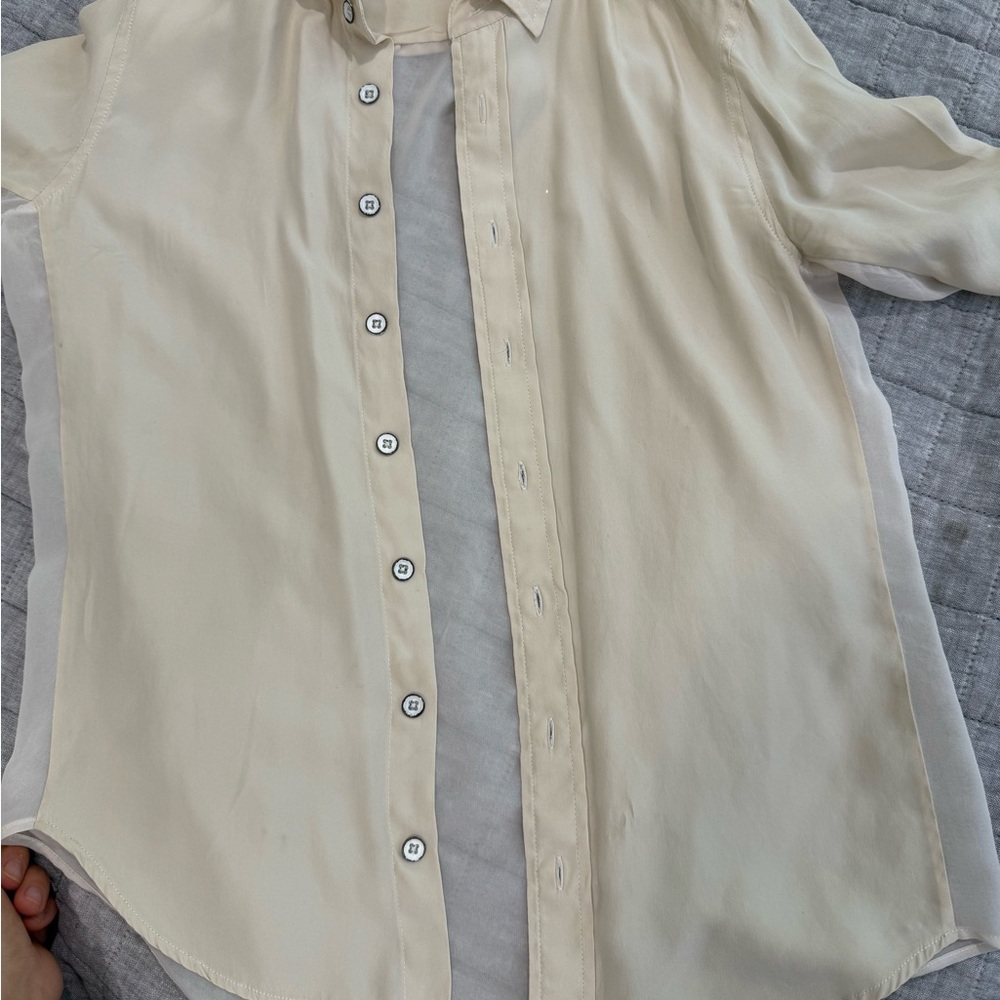 Rag and bone silk Cream Button-Up Blouse